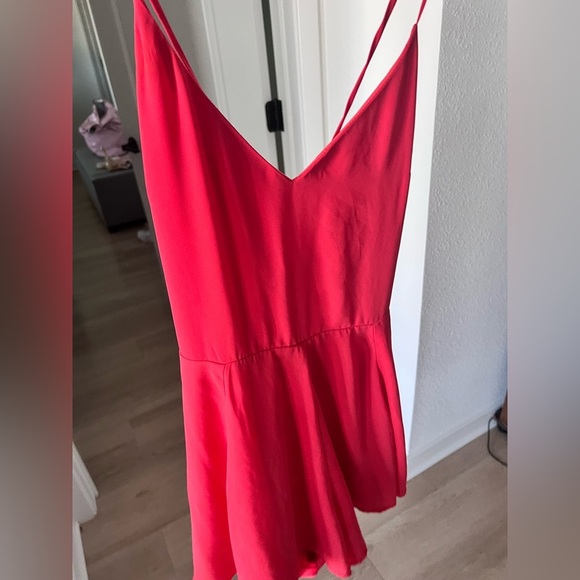 Vibrant Coral Pink Crosscross Strappy Romper - Picture 12 of 12